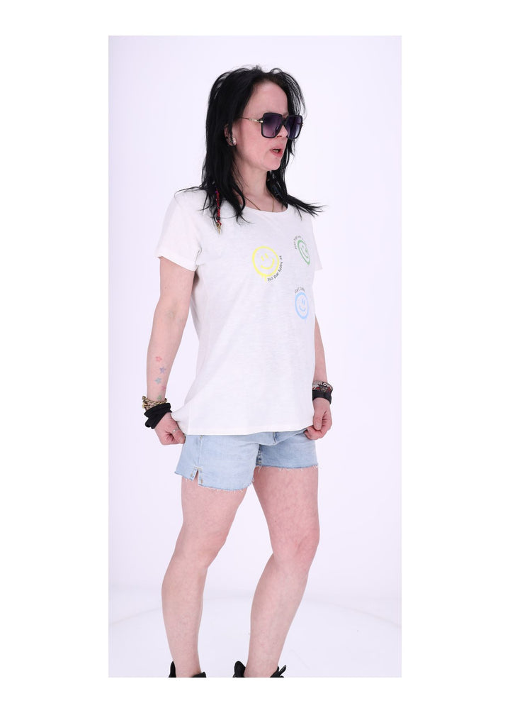 New View Damen T-Shirt Oversize Smiley