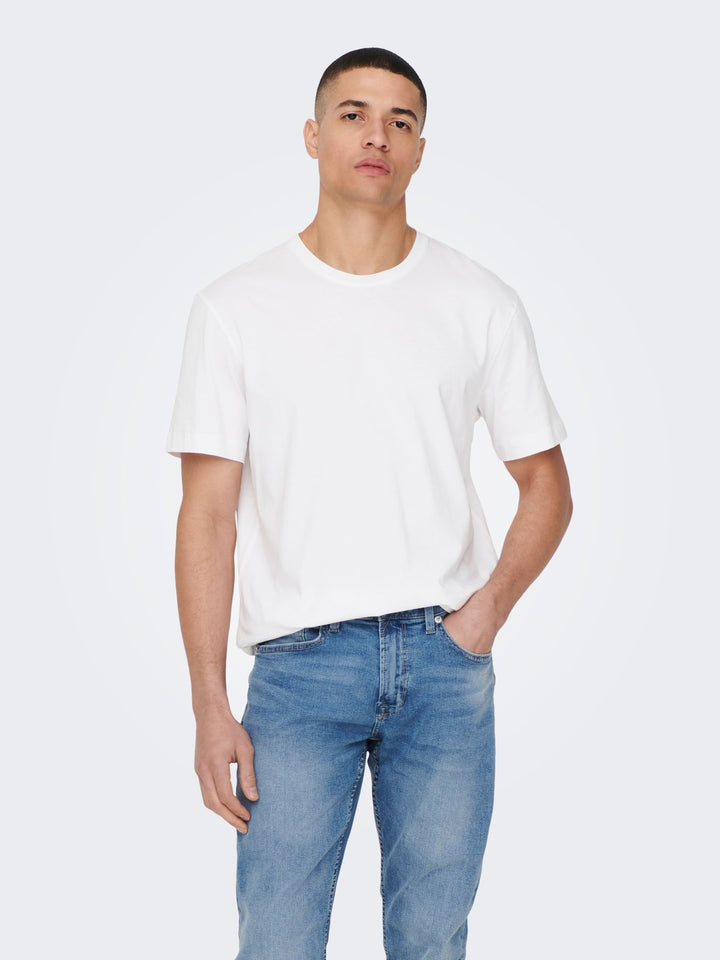 Herren ONSMAX LIFE SS STITCH TEE NOOS white