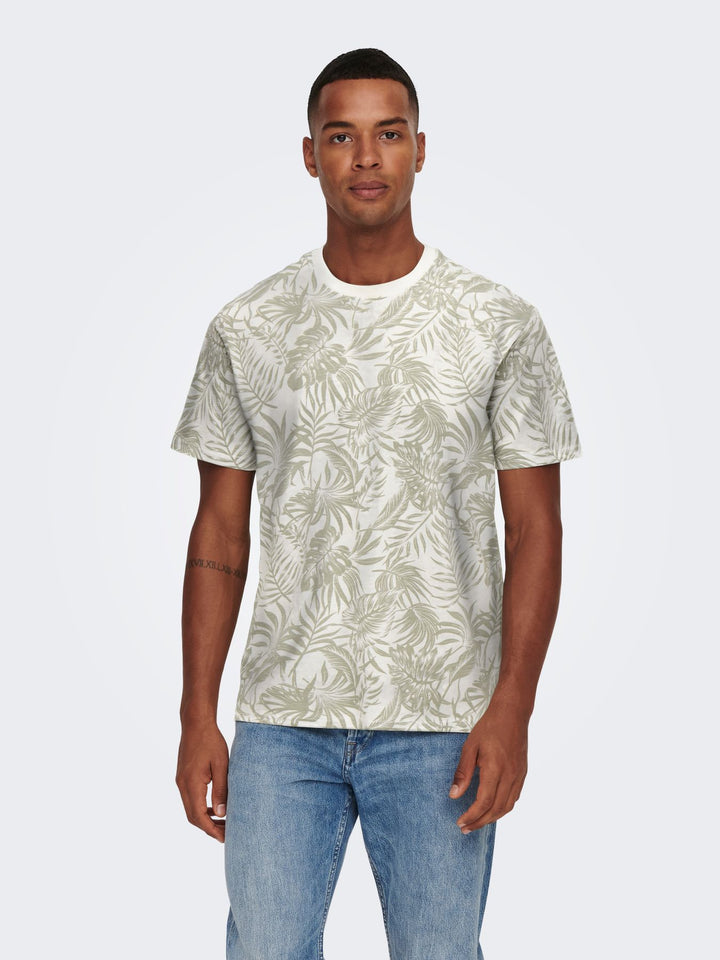 Herren ONSPERRY LIFE REG LEAF AOP SS TEE N