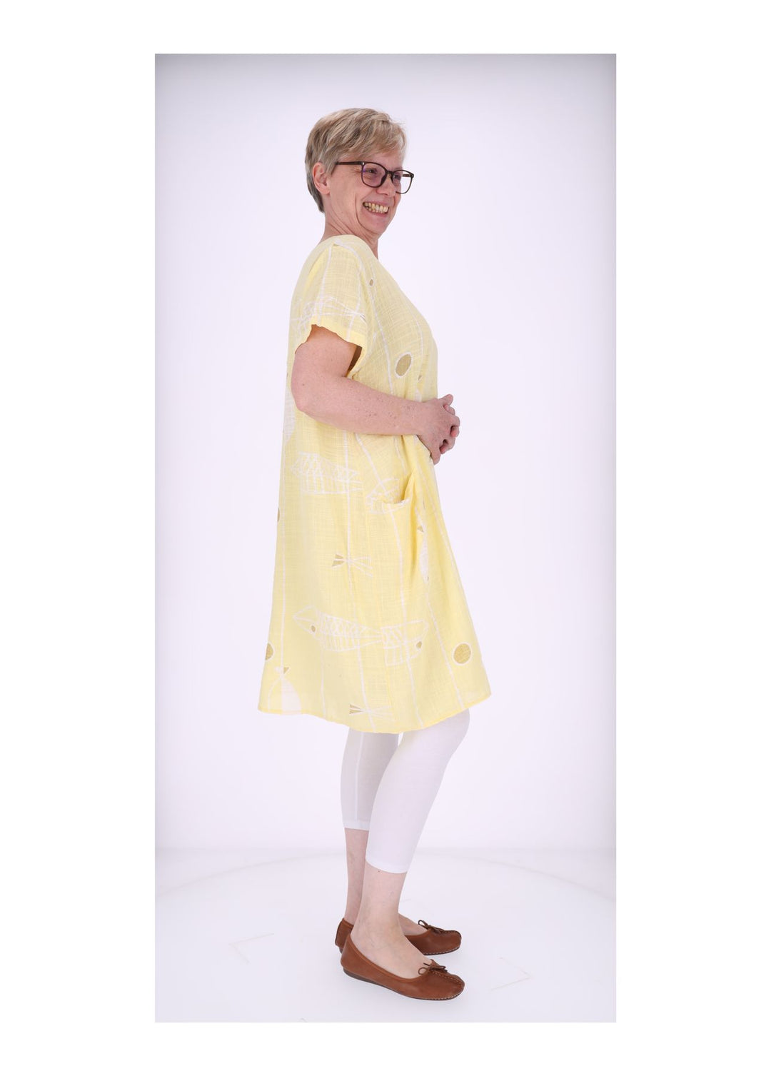Splash of Color Leinenkleid mit Taschen