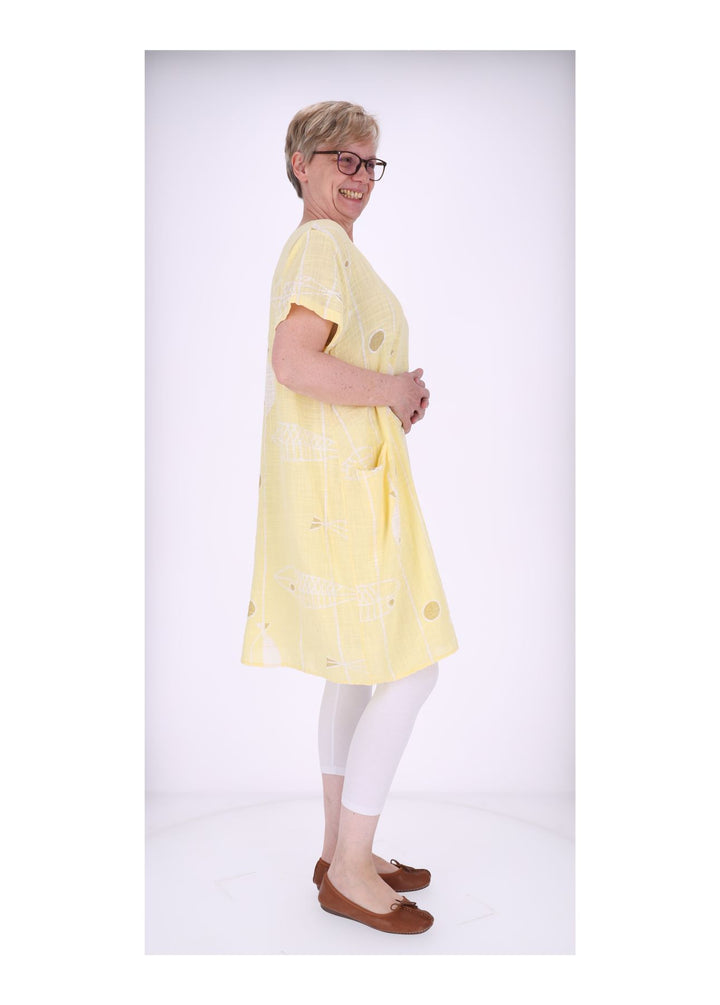 Splash of Color Leinenkleid mit Taschen