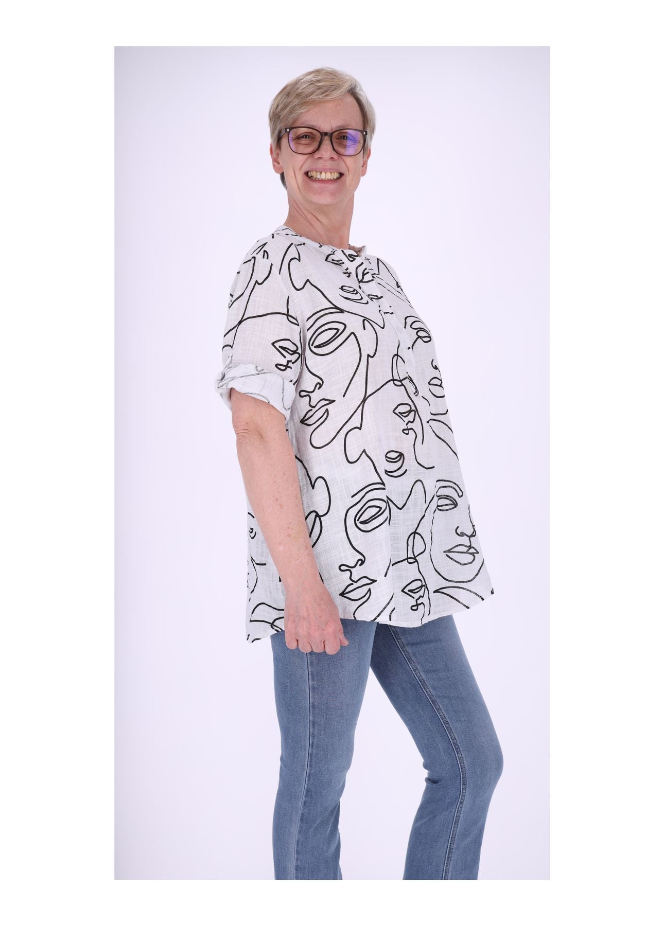 Damen Blusenshirt 1/2 Arm mit Print