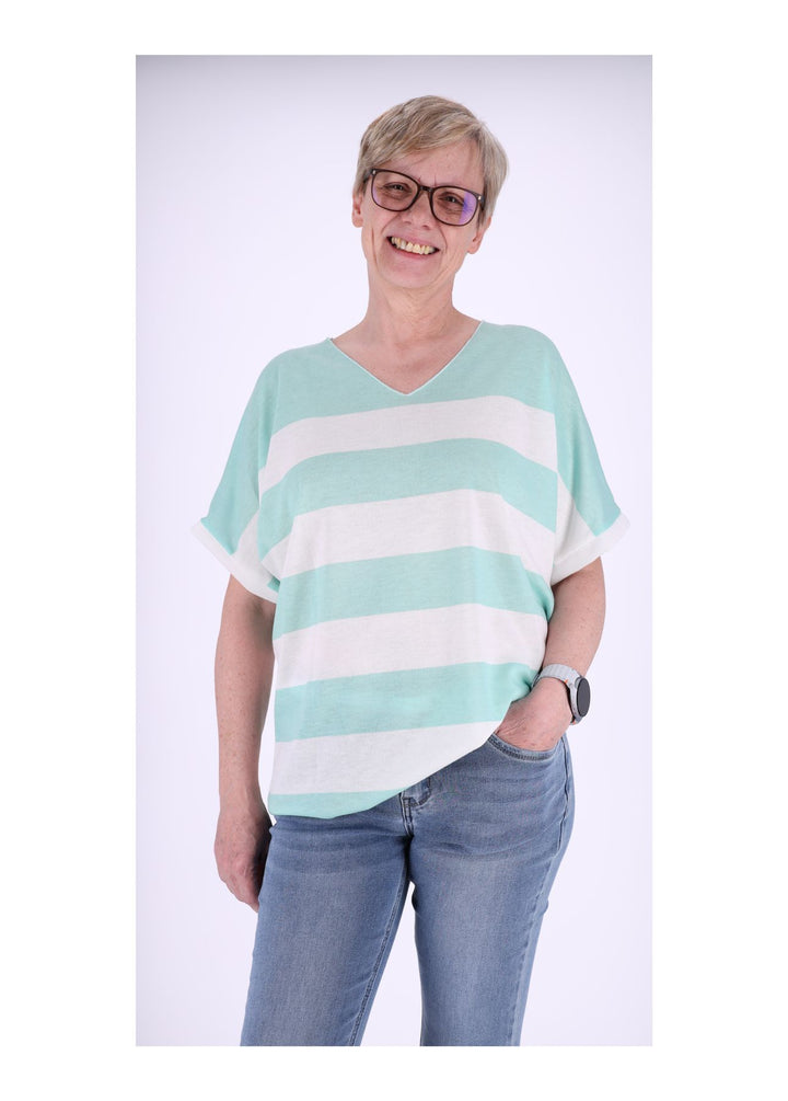 Splash of Color Damen T-Shirt Blockstreifen
