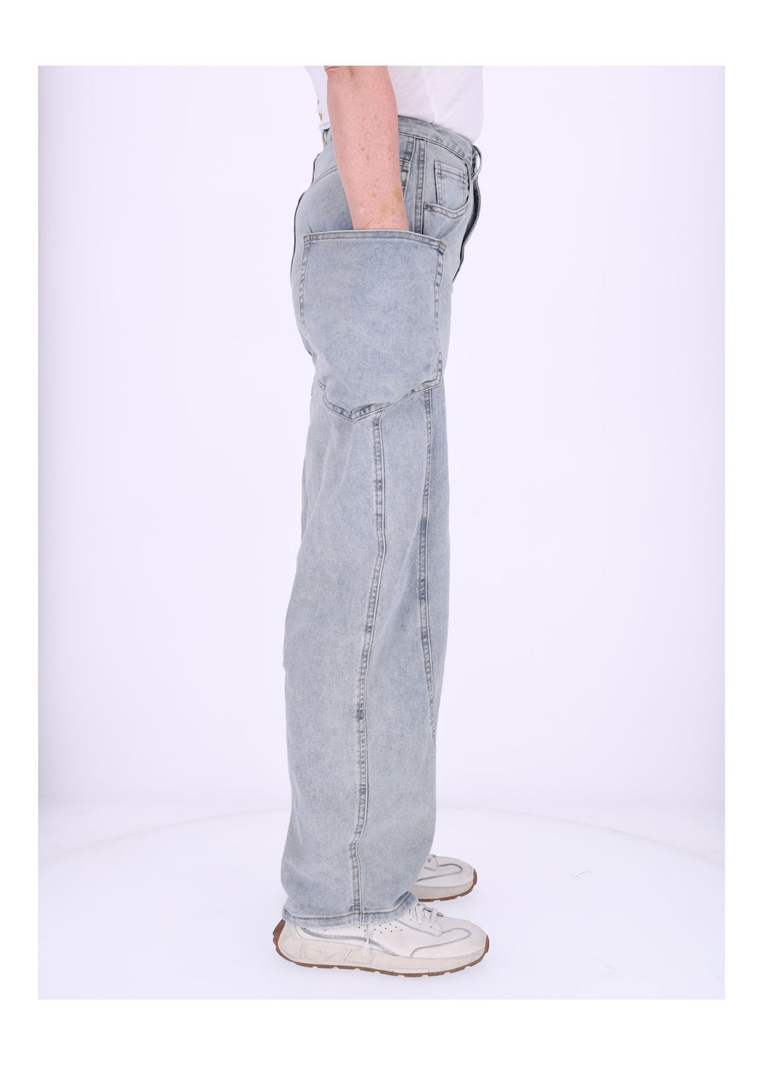 Jeans Damen weites Bein Seitentaschen