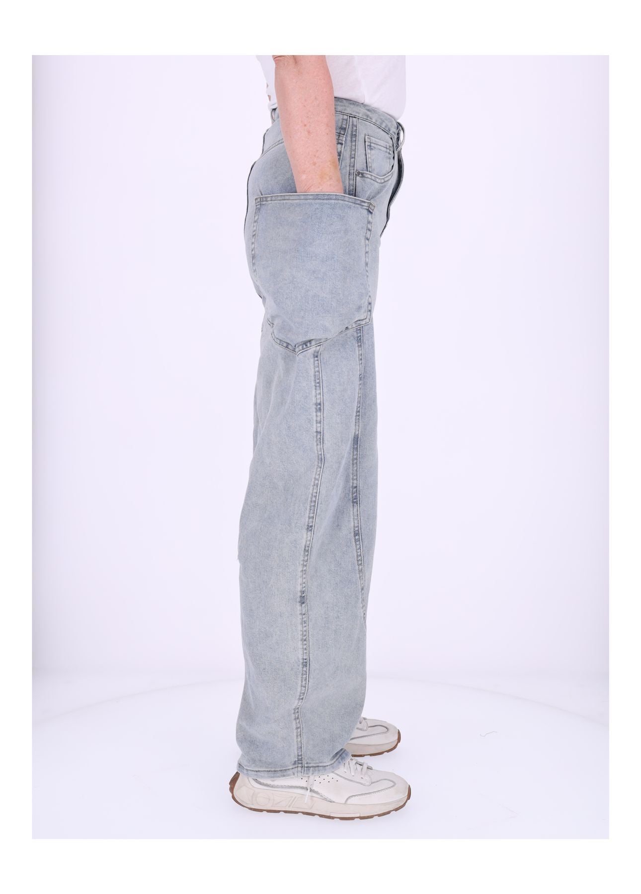 Jeans Damen weites Bein Seitentaschen