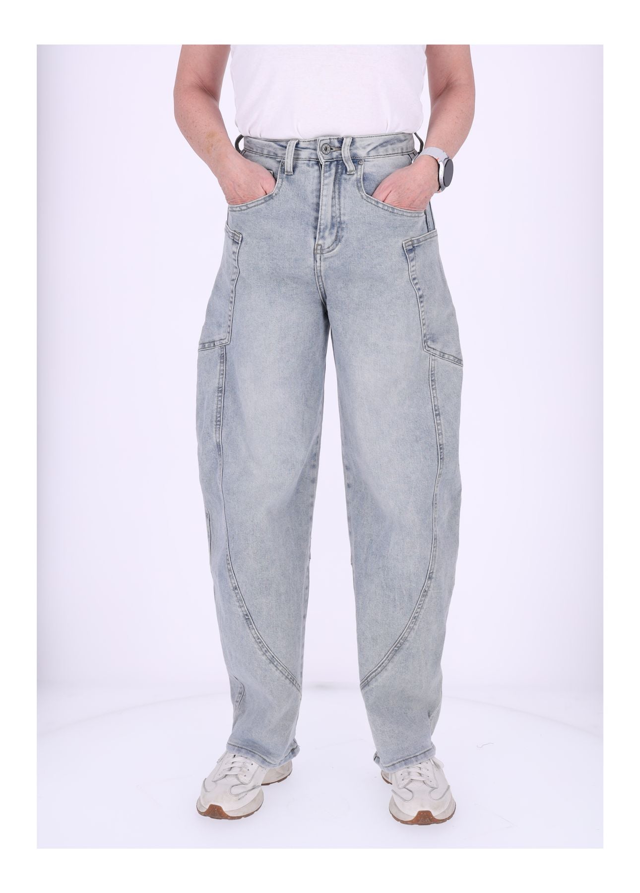 Jeans Damen weites Bein Seitentaschen
