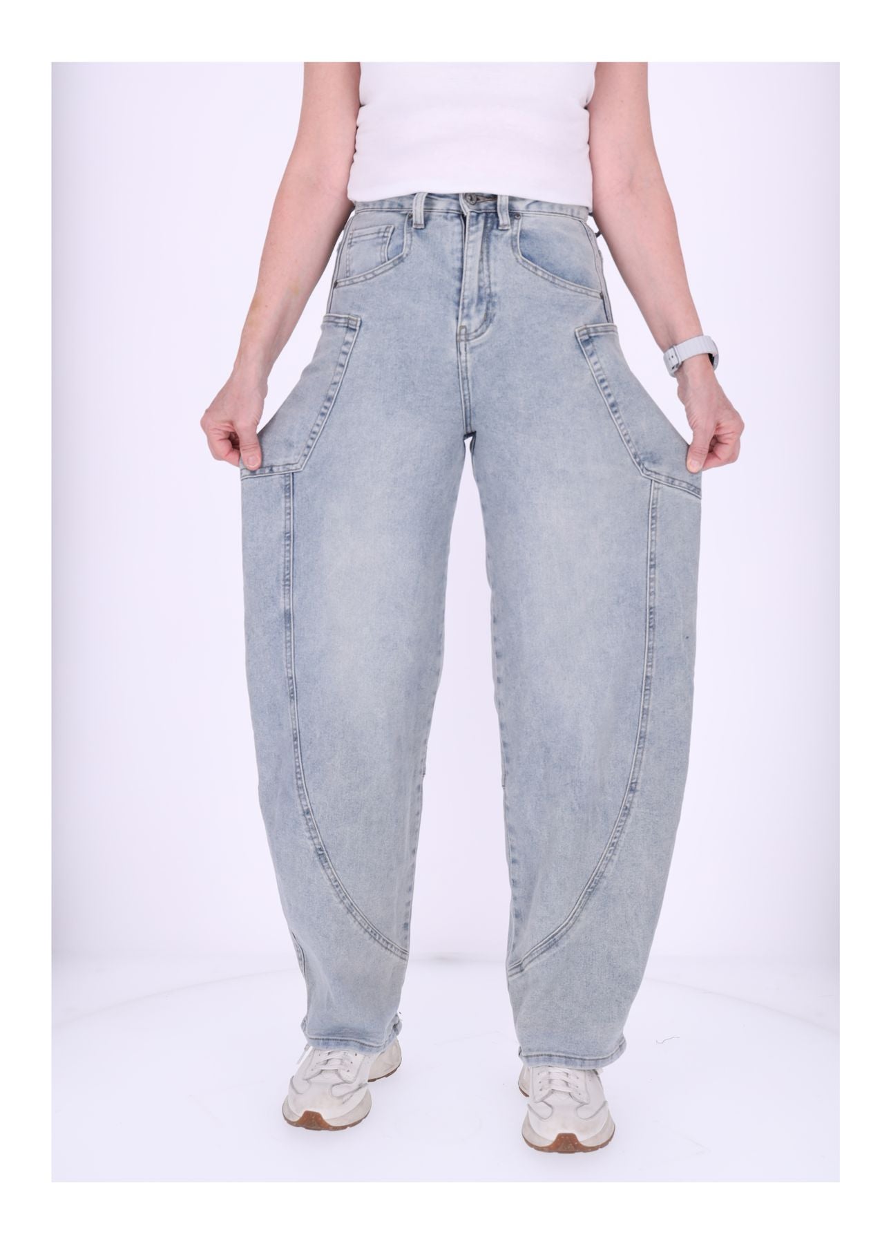 Jeans Damen weites Bein Seitentaschen