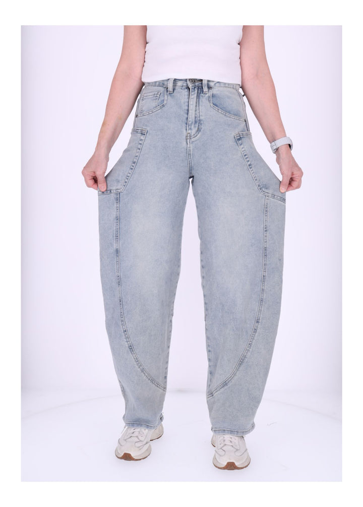 Jeans Damen weites Bein Seitentaschen