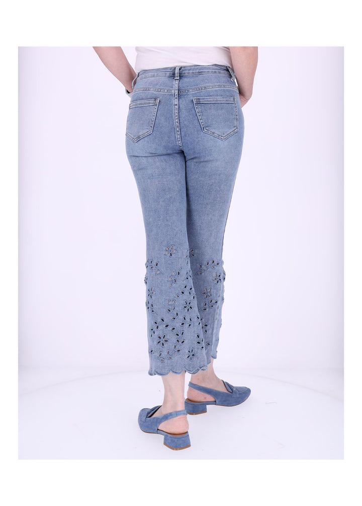 Jeans Damen 3/4 Lang Lochmuster