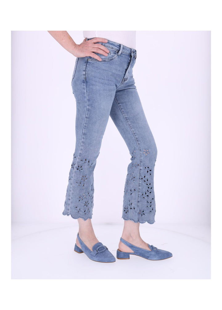 Jeans Damen 3/4 Lang Lochmuster