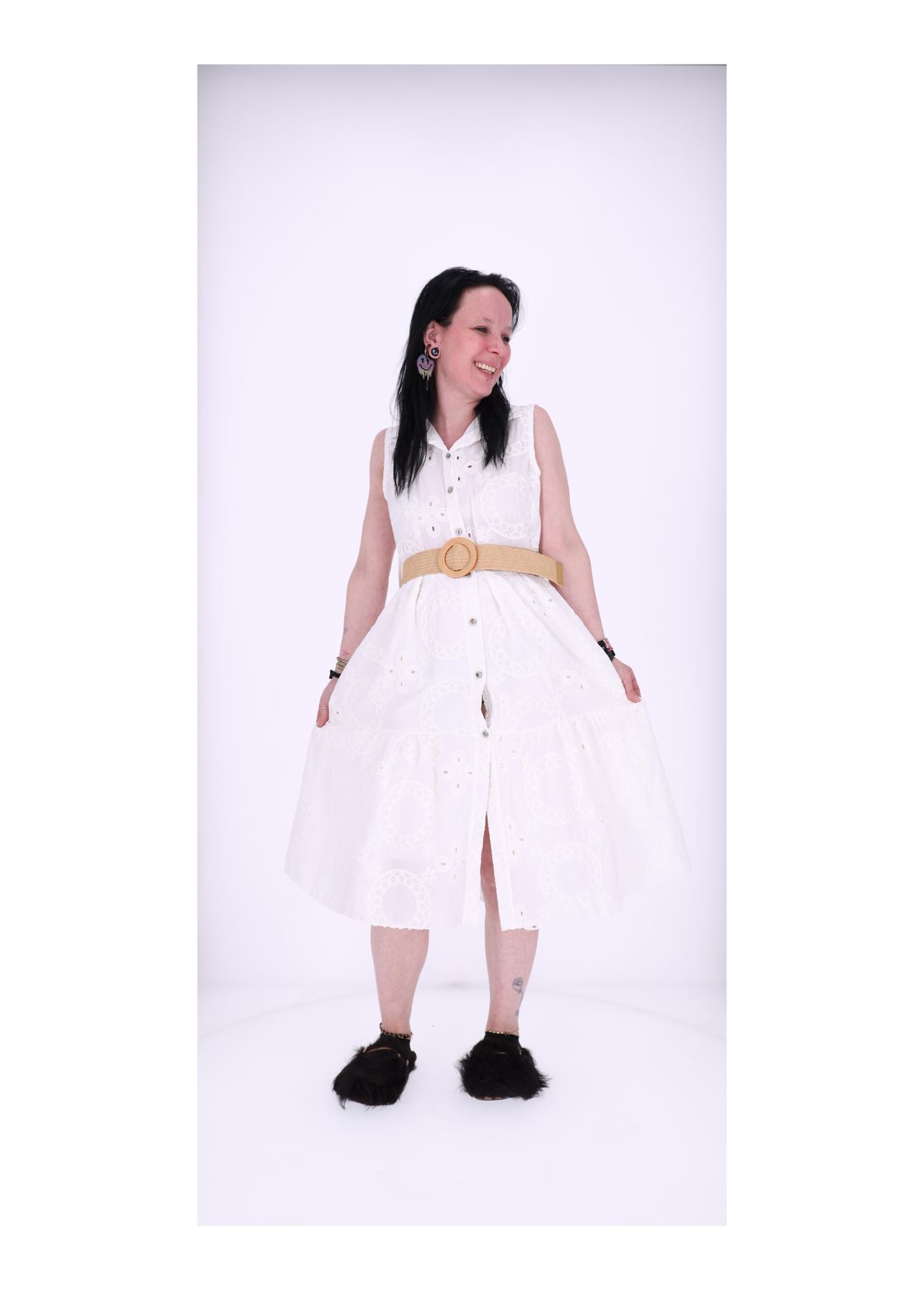 Damen Blusenkleid ohne Arm Boho-Style