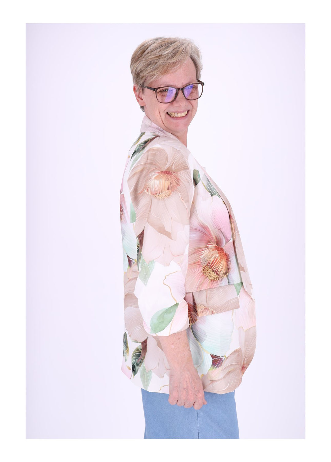 Blazer Damen AOP große Blumen