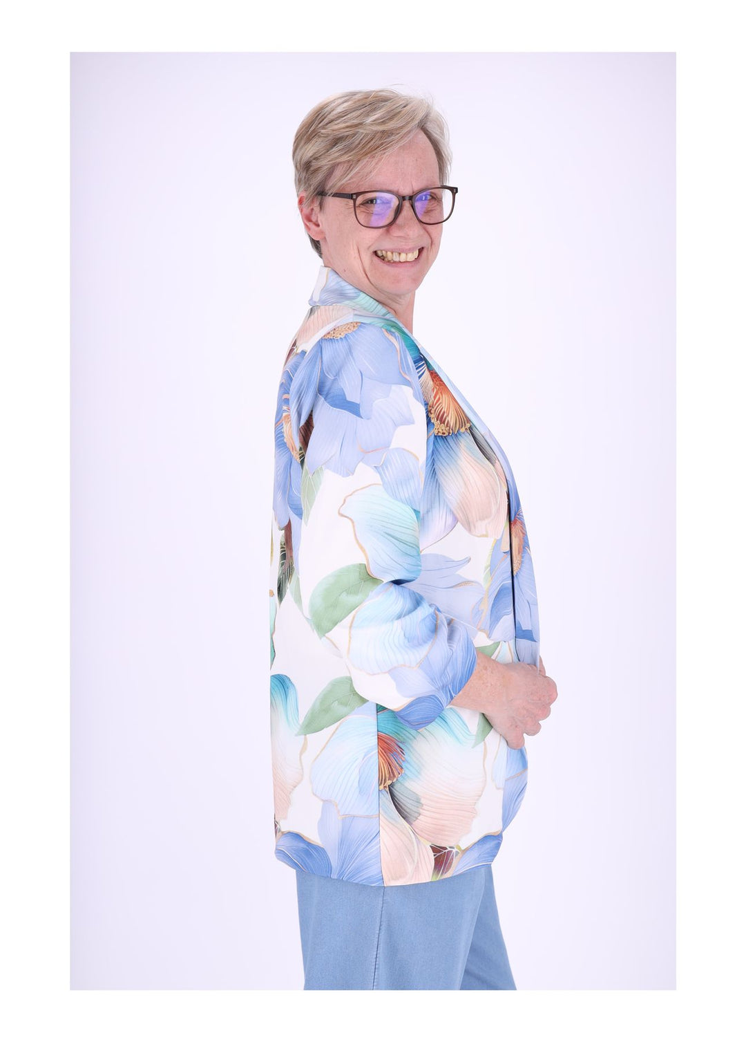 Blazer Damen AOP große Blumen