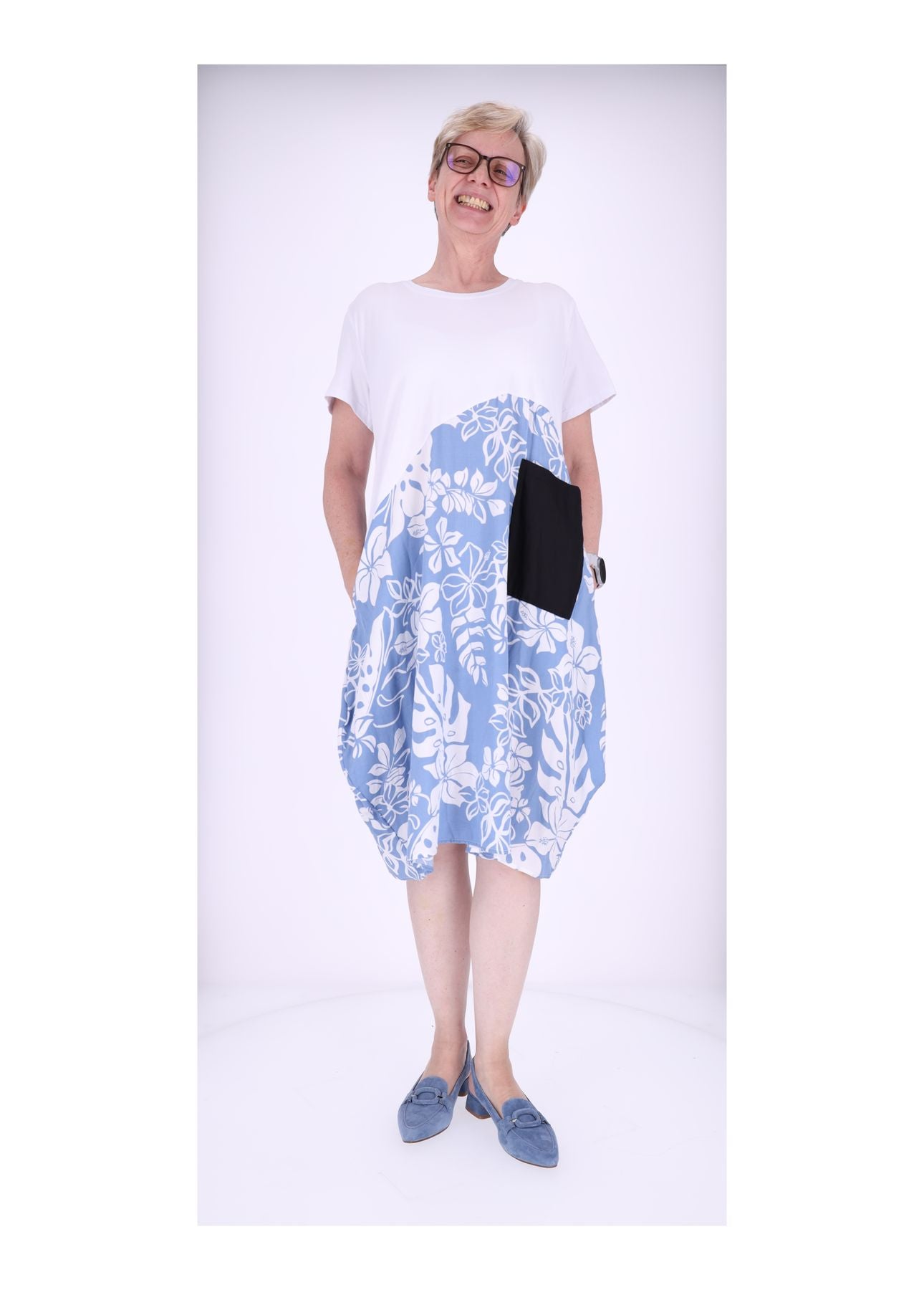 T-Shirtkleid Damen Rock Print Floral