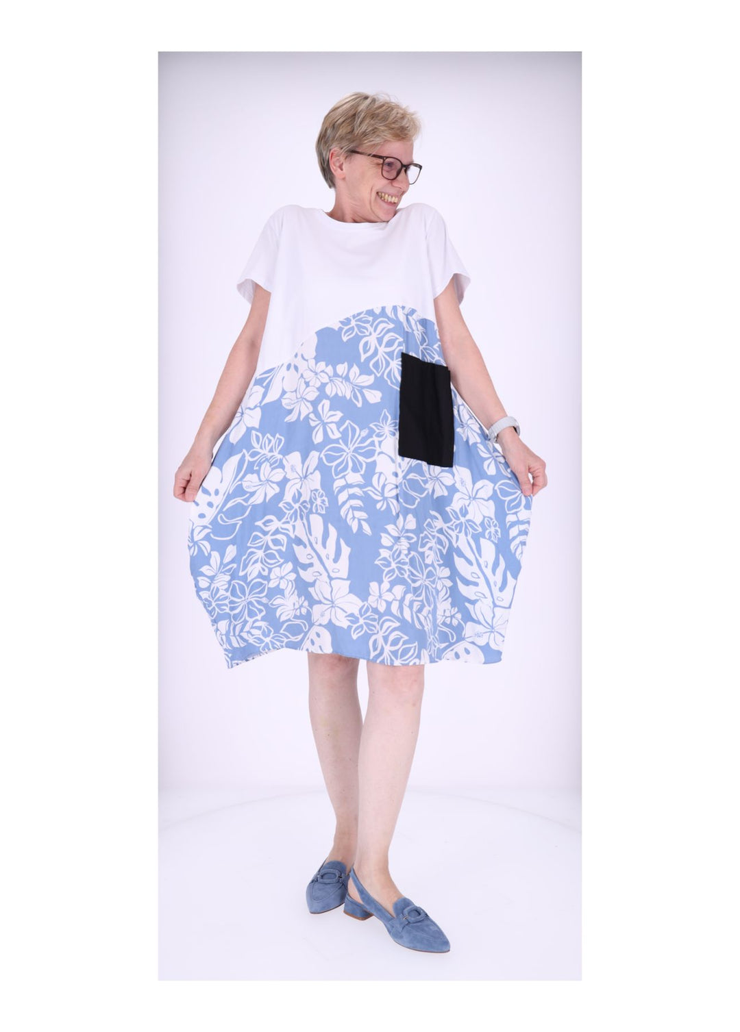 T-Shirtkleid Damen Rock Print Floral