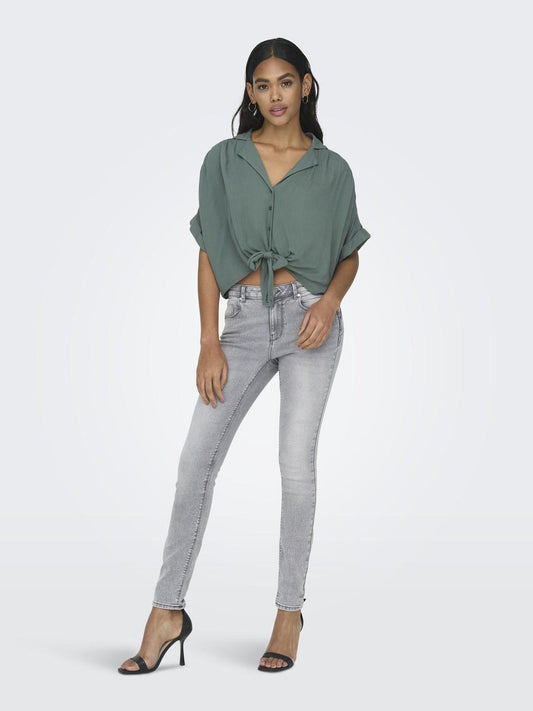Damen ONLPAULA LIFE S/S TIE SHIRT WVN NOO