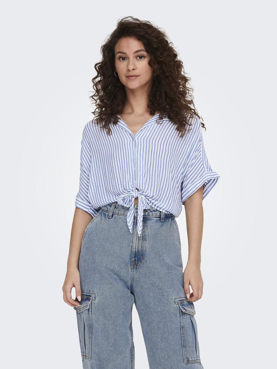Damen ONLPAULA LIFE S/S TIE SHIRT WVN NOO