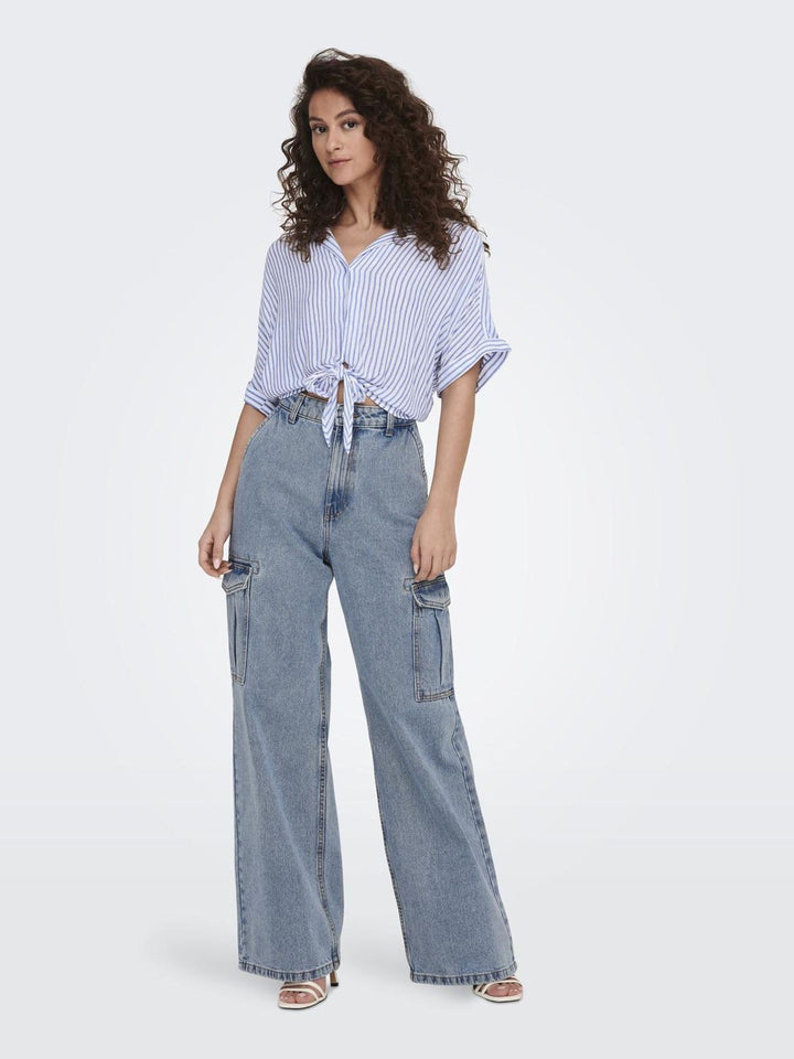 Damen ONLPAULA LIFE S/S TIE SHIRT WVN NOO