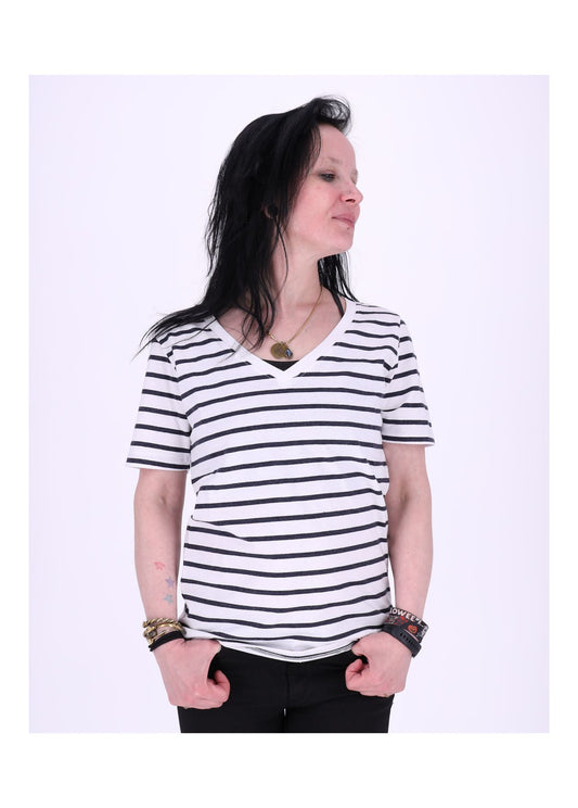 Damen 19624-TURIN-V-NECK-STREIFEN
