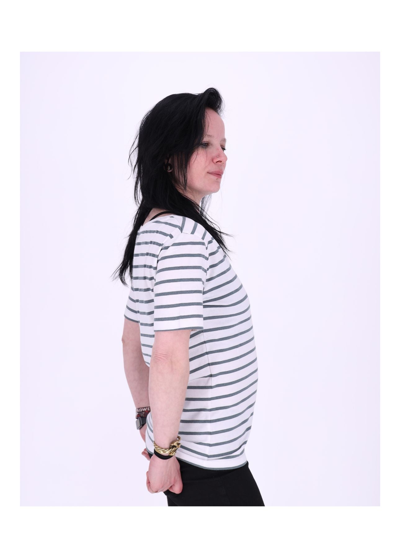 Damen 19624-TURIN-V-NECK-STREIFEN