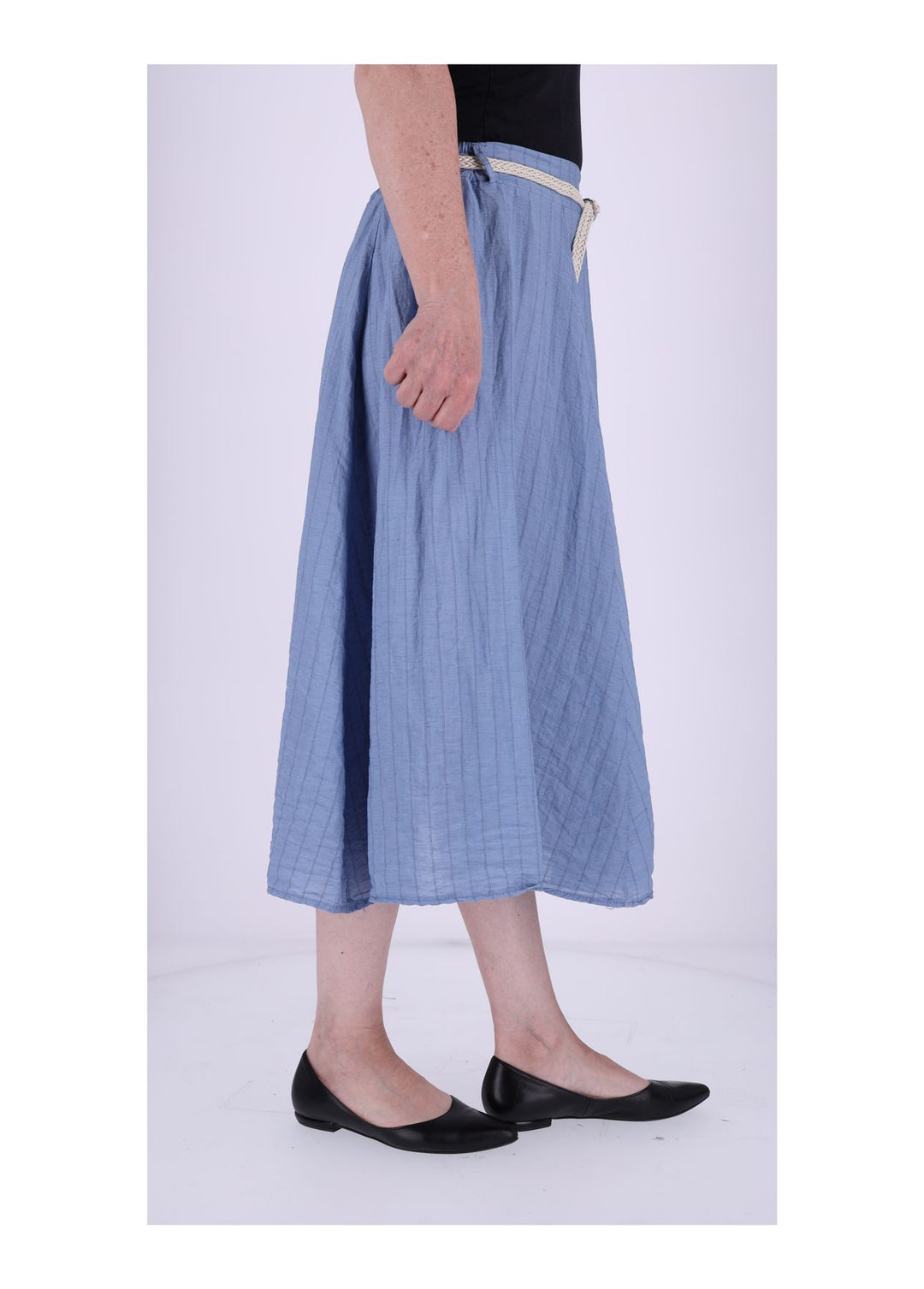 Rock Damen Leinen Nadelstreifen