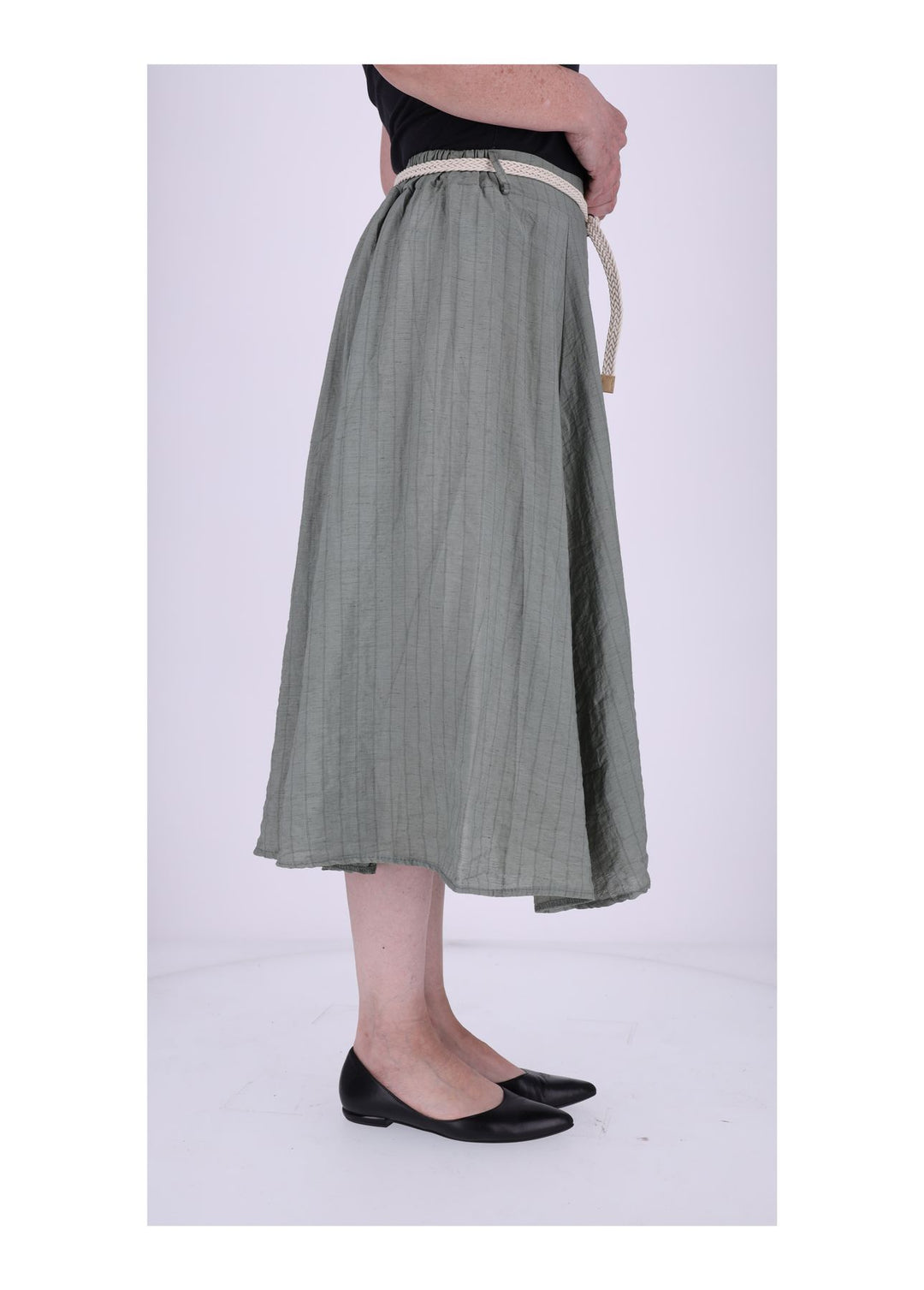 Rock Damen Leinen Nadelstreifen