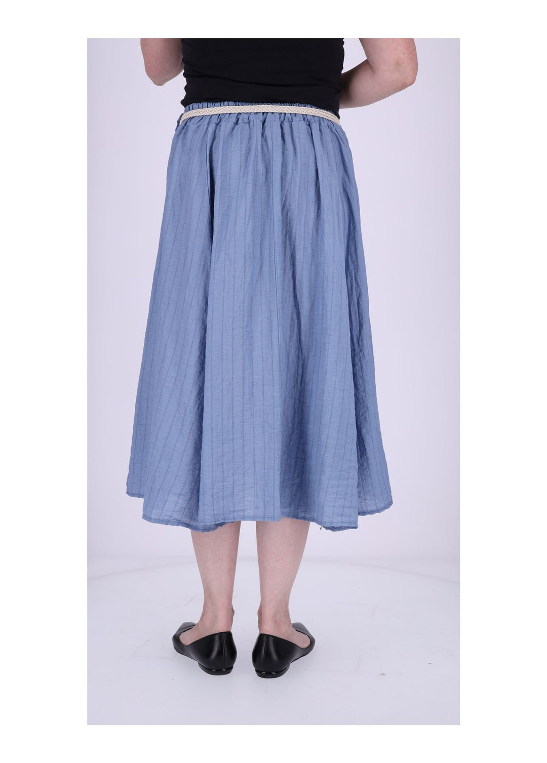 Rock Damen Leinen Nadelstreifen