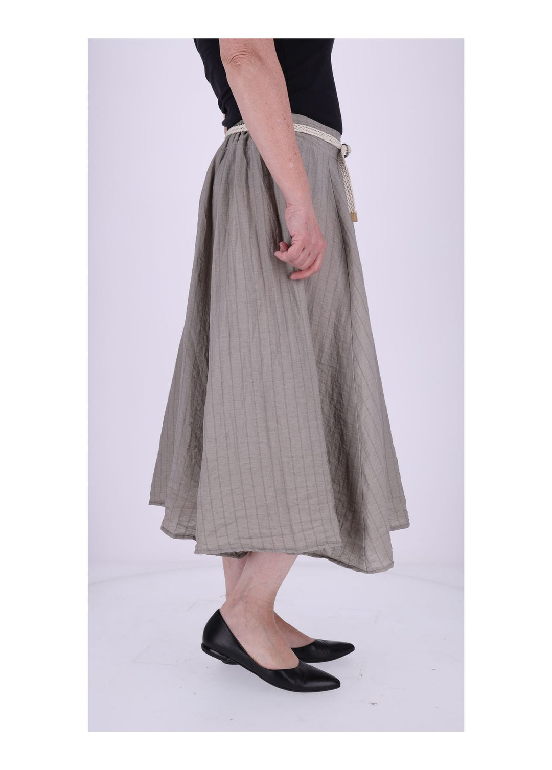 Rock Damen Leinen Nadelstreifen