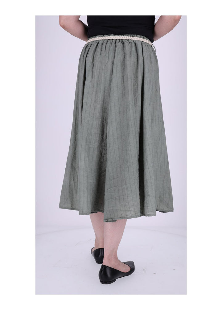 Rock Damen Leinen Nadelstreifen