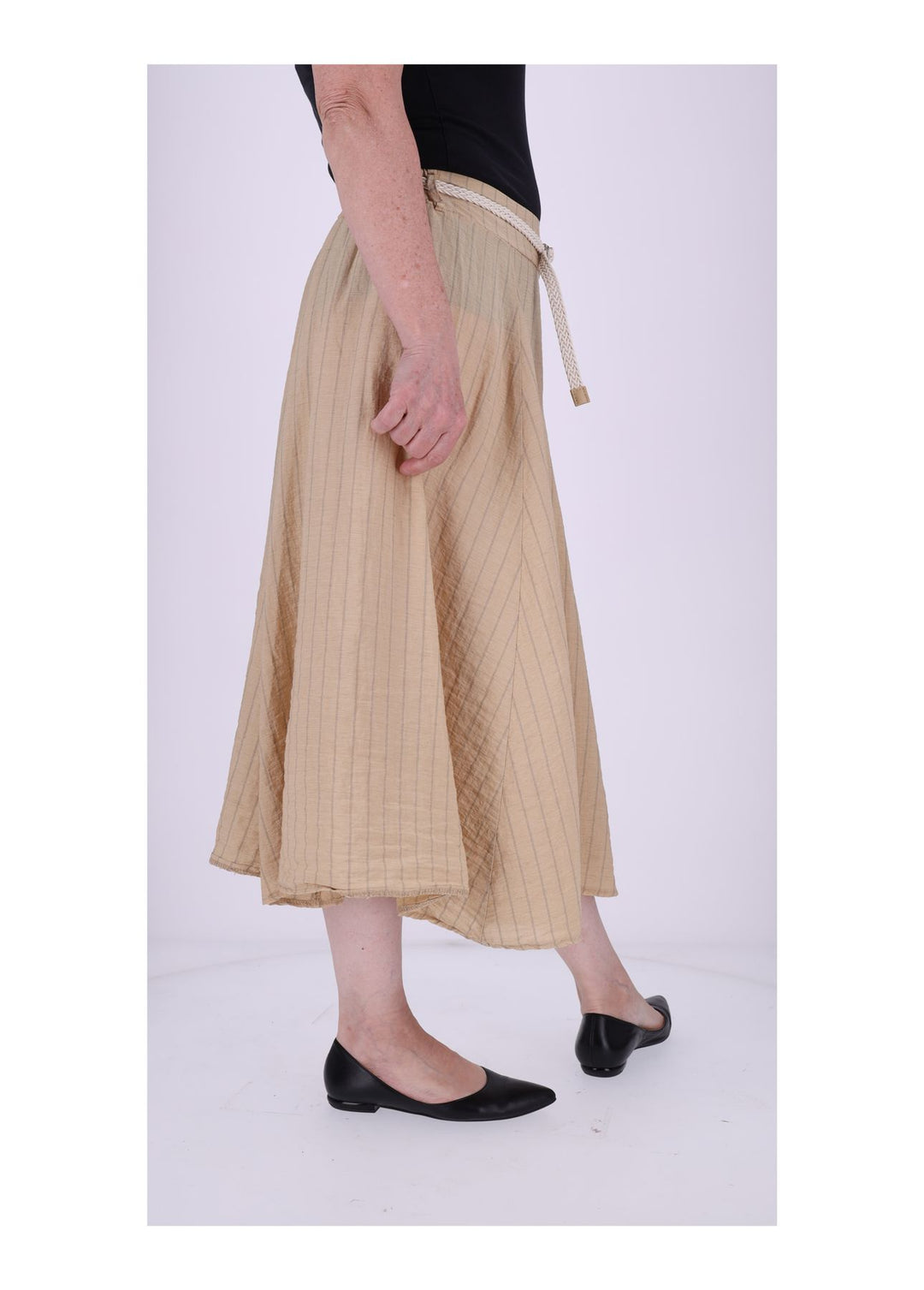 Rock Damen Leinen Nadelstreifen