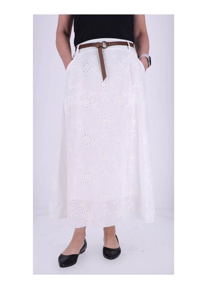 Damen Rock Midi Bestickt