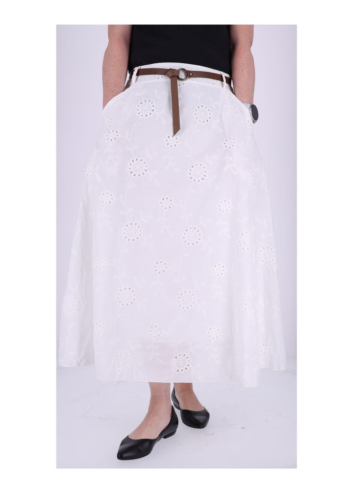 Damen Rock Midi Bestickt