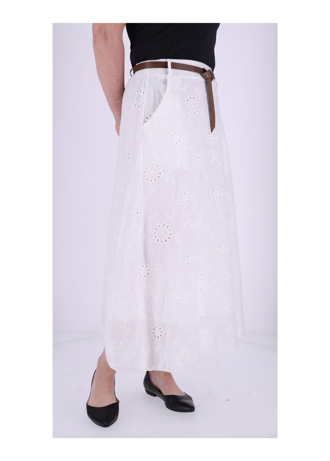 Damen Rock Midi Bestickt