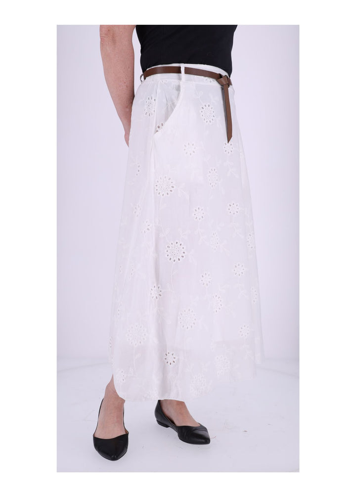 Damen Rock Midi Bestickt