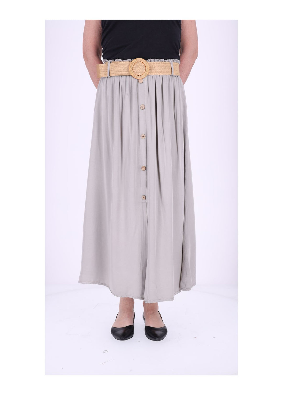 Damen Rock A-Form vorn Zierknöpfe