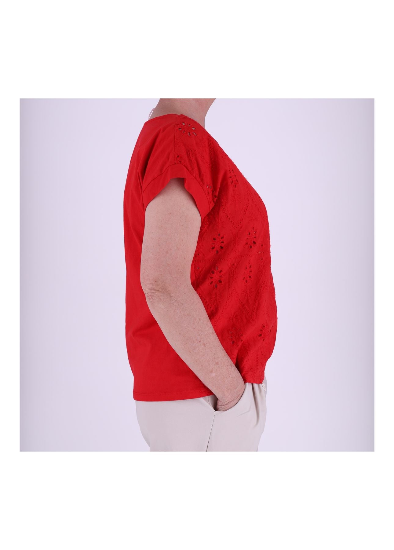 T-Shirt Damen Lochmuster Vorderteil