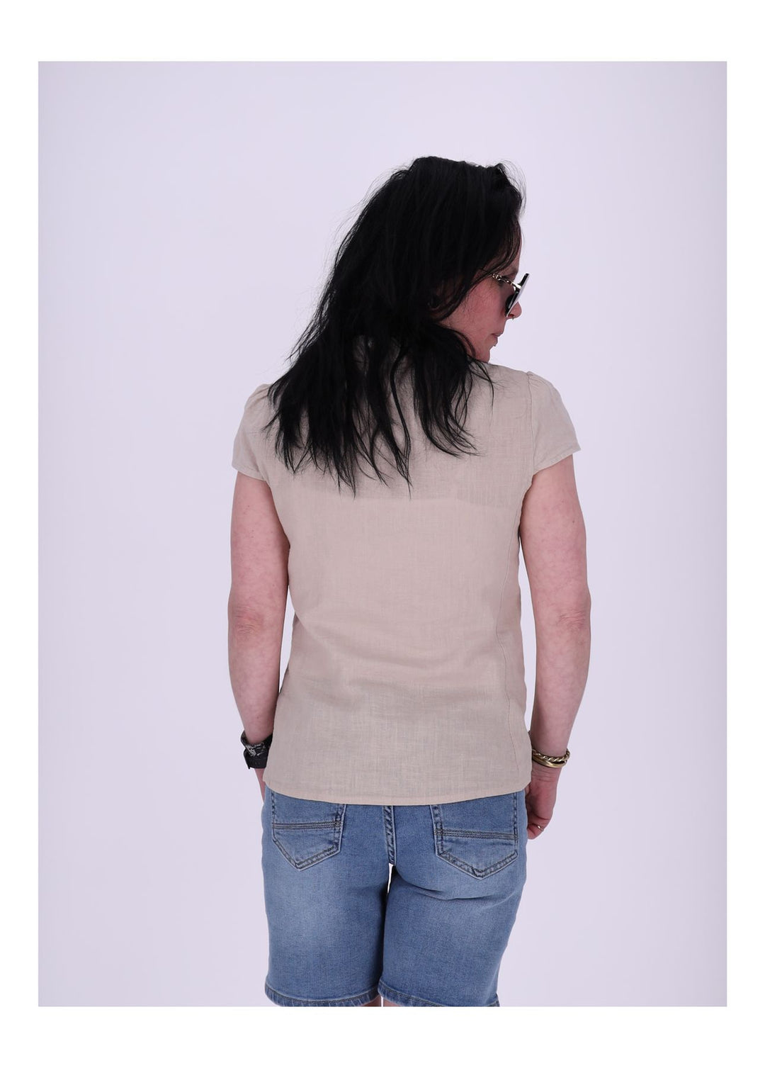 Leinenbluse Damen angeschnittener Arm