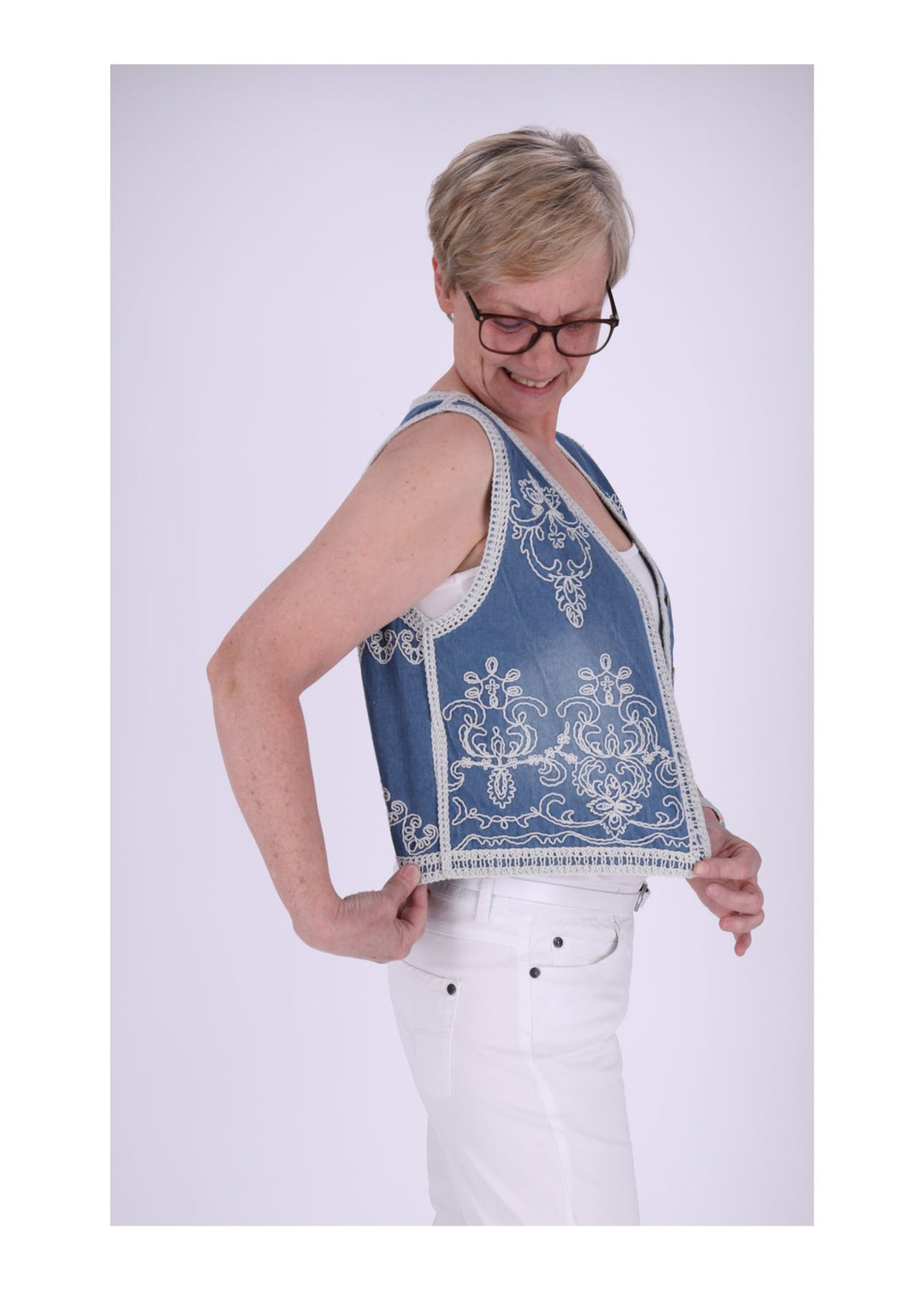 Weste Damen offen Stickerei