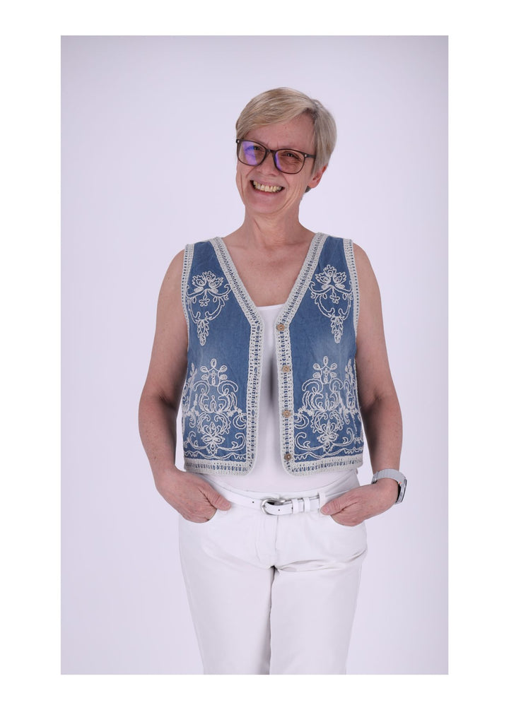 Weste Damen offen Stickerei