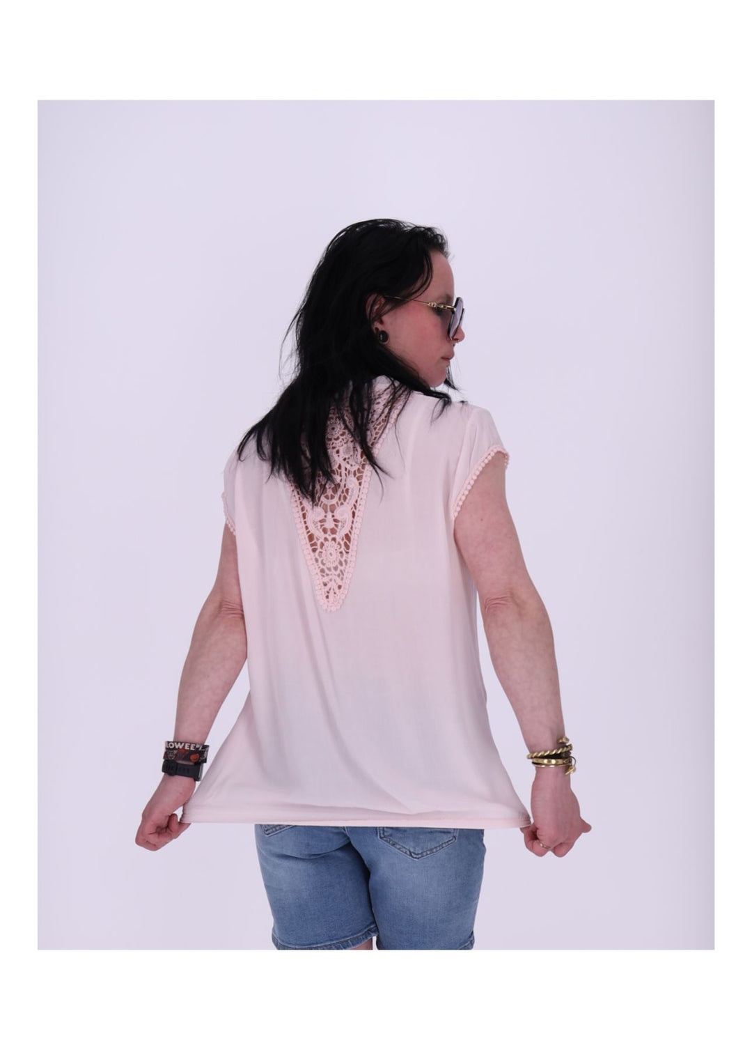 T-Shirt Damen Spitzeneinsatz im Rücken