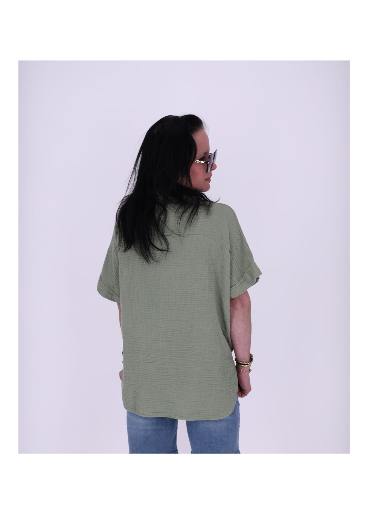 Bluse Damen 1/2 Arm Musselin