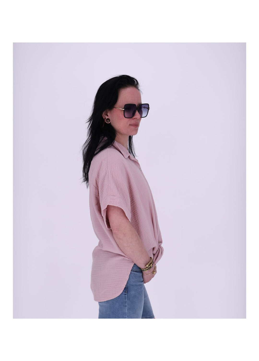 Bluse Damen 1/2 Arm Musselin