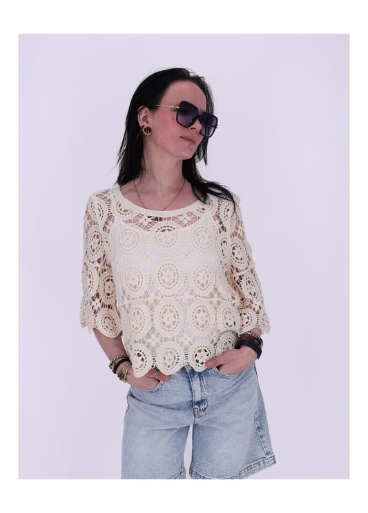 T-Shirt Damen Häkel 1/2 Arm