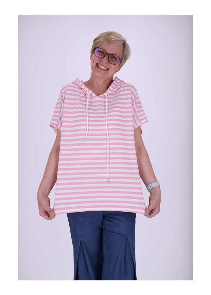 Splash of Color Damen T-Shirt Ringel Kapuze