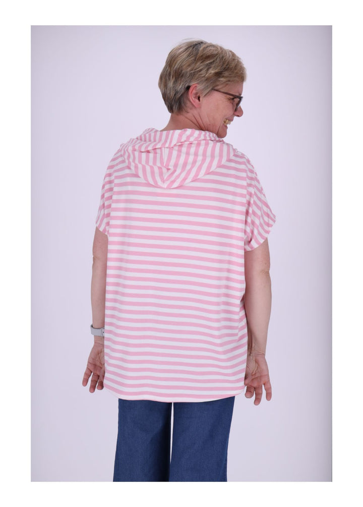 Splash of Color Damen T-Shirt Ringel Kapuze