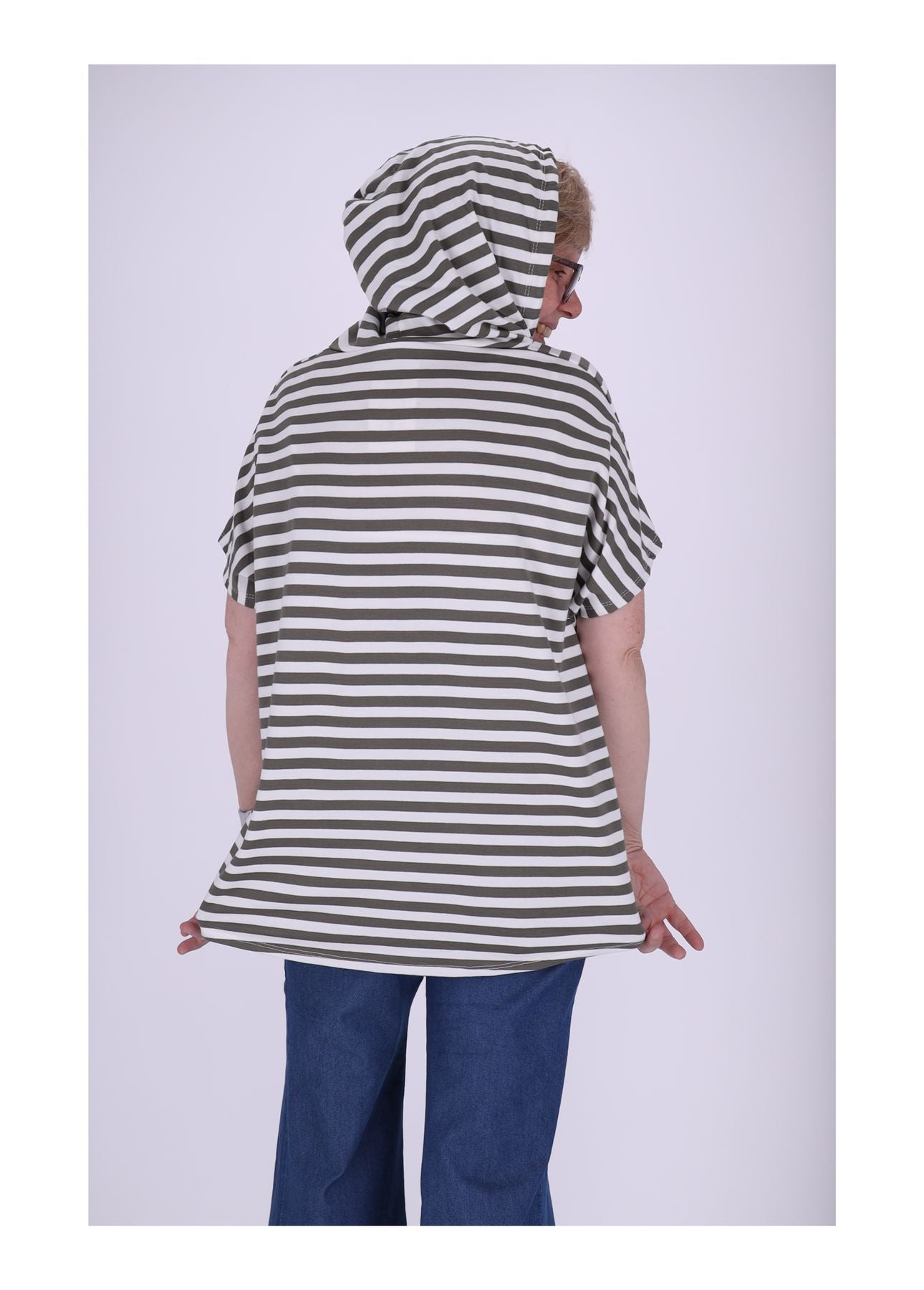 T-Shirt Damen Ringel Kapuze