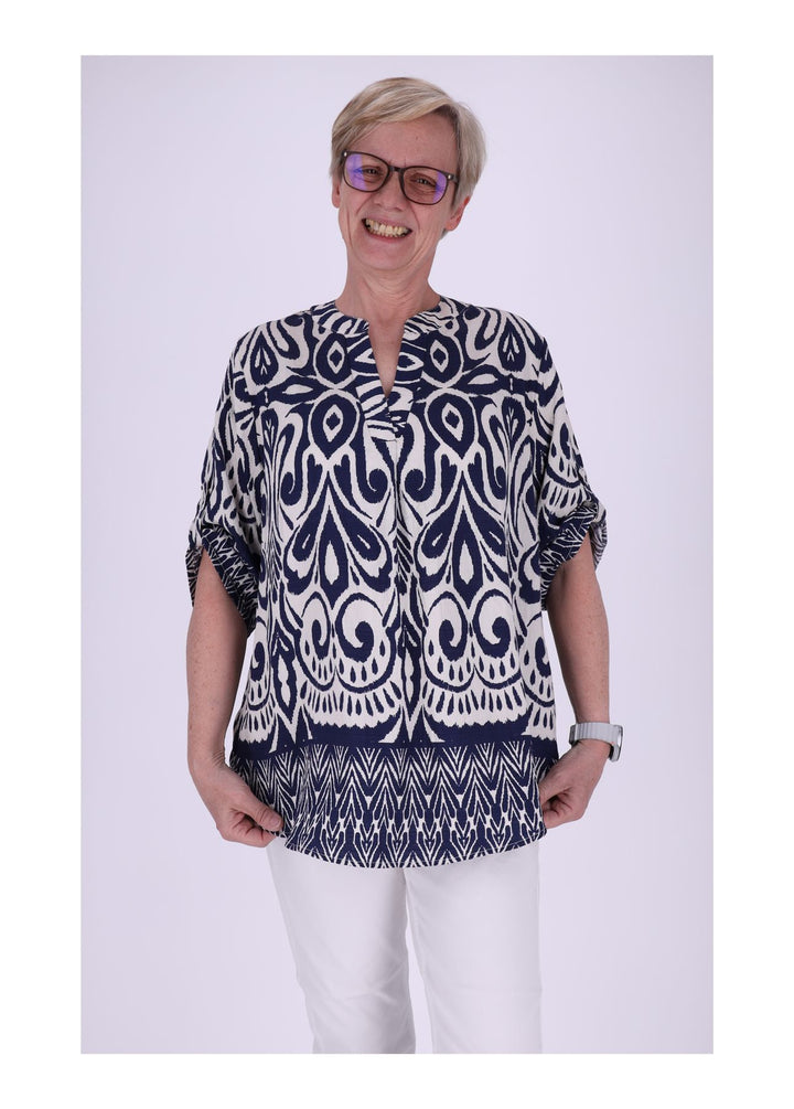 Blusenshirt Damen Krempelarm Print Grafisch
