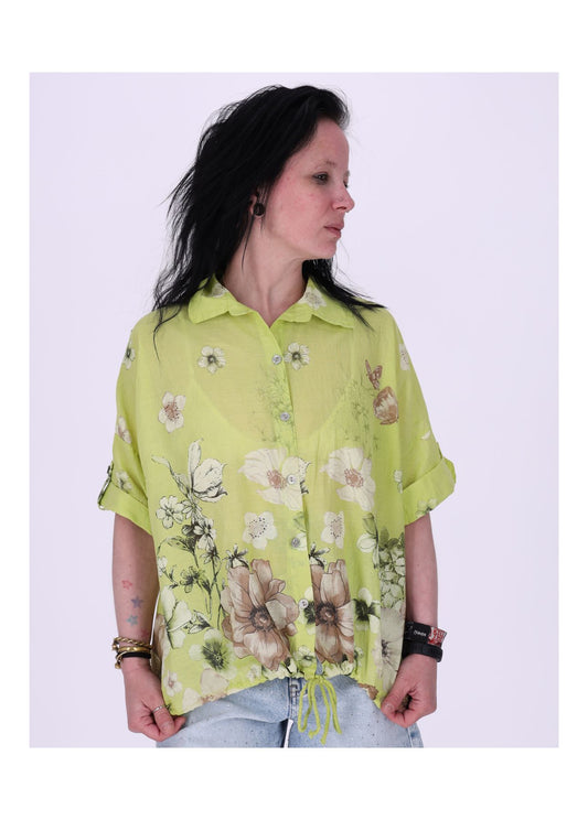 Bluse Halbarm mit Blumen Print