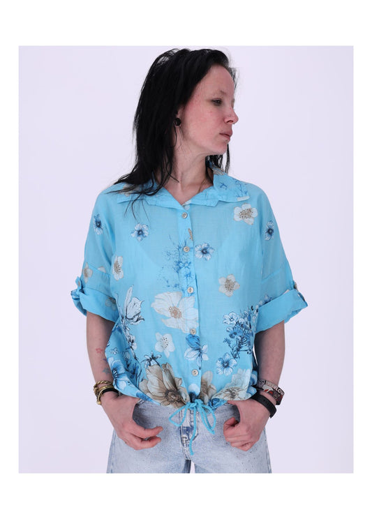 Bluse Halbarm mit Blumen Print