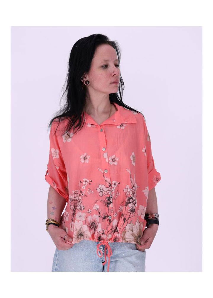 Bluse Halbarm mit Blumen Print